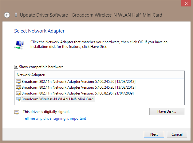 Broadcom 802.11n network adapter driver windows 10 lenovo